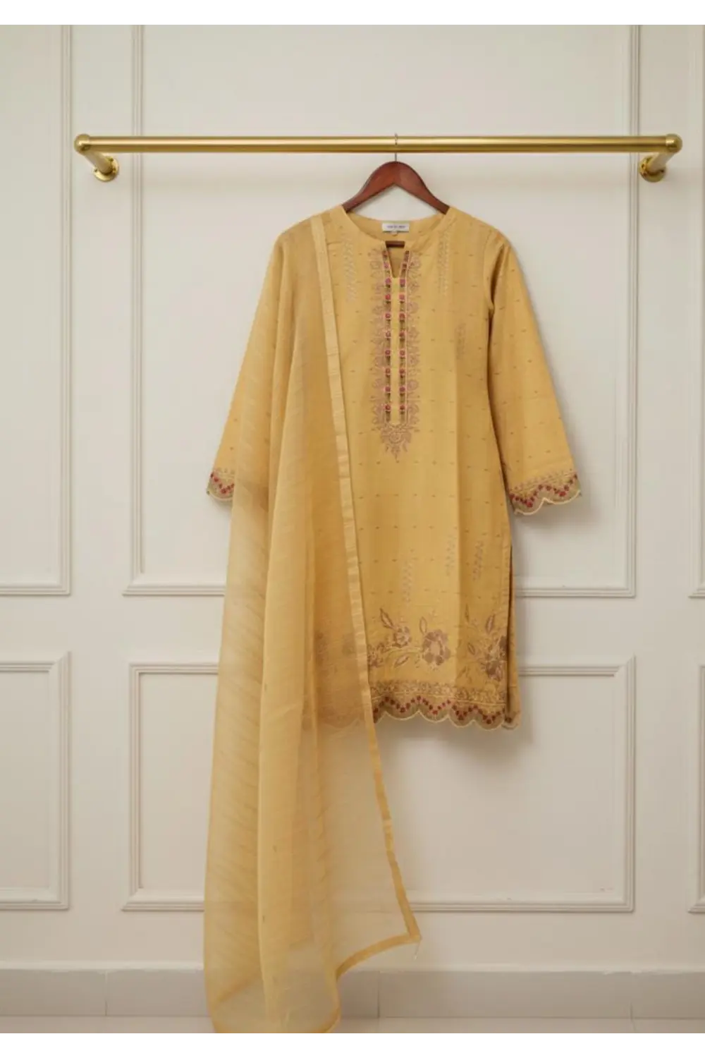 yellow Embroidered 3-Piece Suite